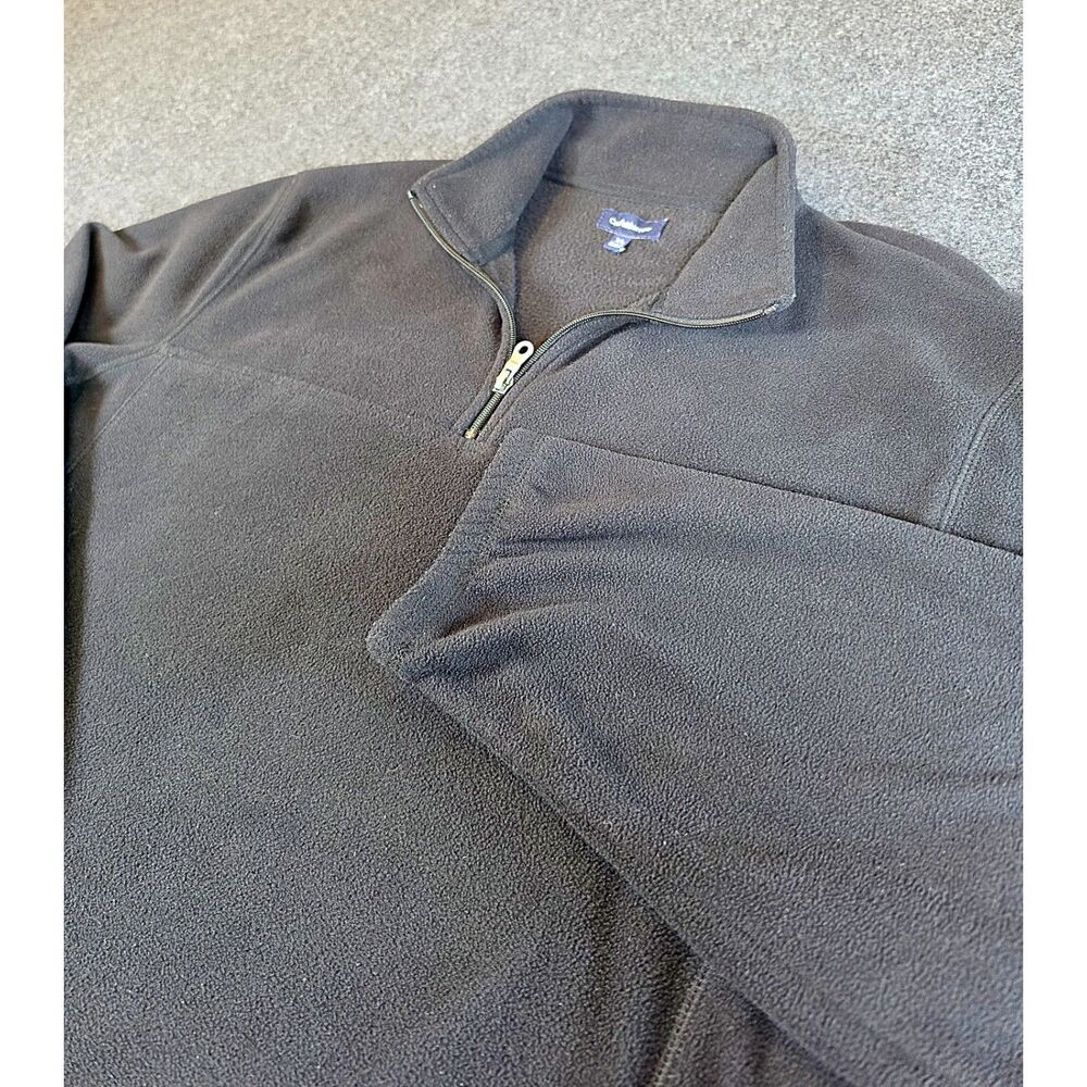 Croft & Barrow Men's XL Black Fleece Quarter Zip Pullover Jacket Pockets
